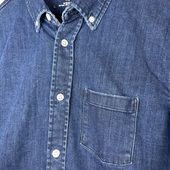 Seagale Mens XXL Denim Shirt Blue Tencel Stretch Long Sleeve Button Down Casual - Picture 3 of 10